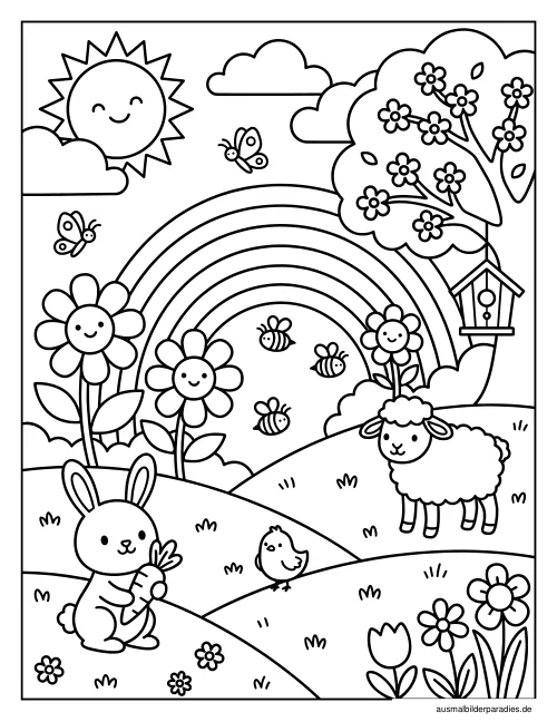 Frühling Ausmalbild 17 als Gratis-PDF Frühling Ausmalbild 17 - kostenlos zum Ausdrucken