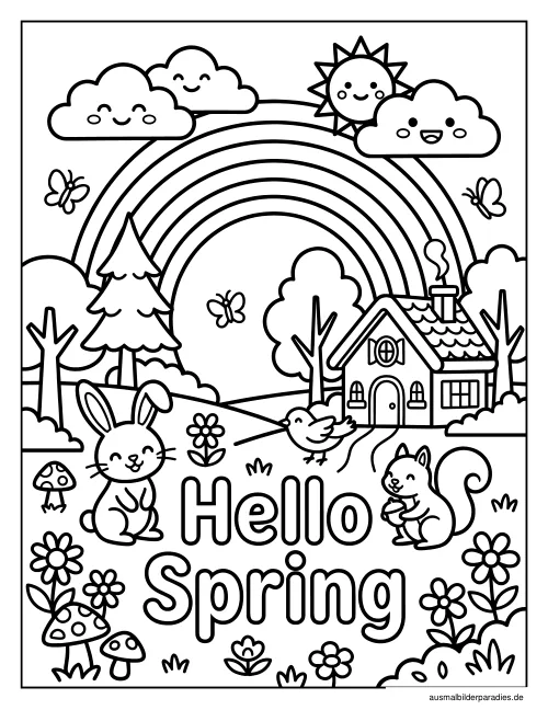Frühling Ausmalbild 2 als Gratis-PDF Frühling Ausmalbild 2 - kostenlos zum Ausdrucken
