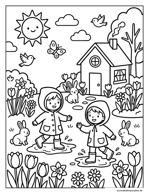 Frühling Ausmalbild 22 als Gratis-PDF Frühling Ausmalbild 22 - kostenlos zum Ausdrucken