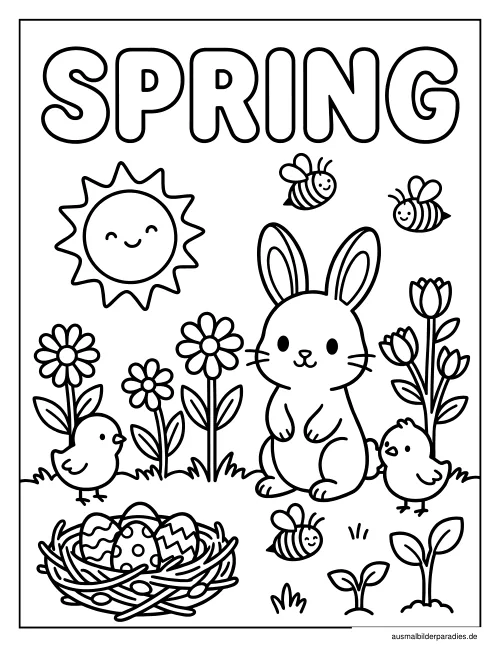 Frühling Ausmalbild 4 als Gratis-PDF Frühling Ausmalbild 4 - kostenlos zum Ausdrucken