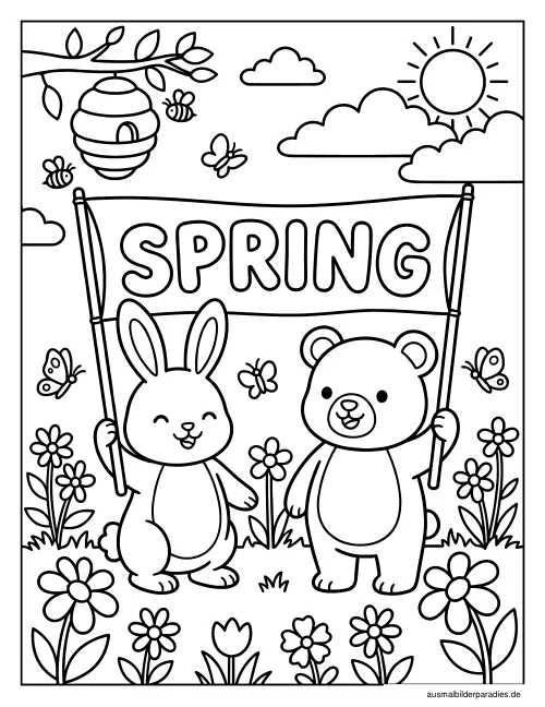 Frühling Ausmalbild 5 als Gratis-PDF Frühling Ausmalbild 5 - kostenlos zum Ausdrucken