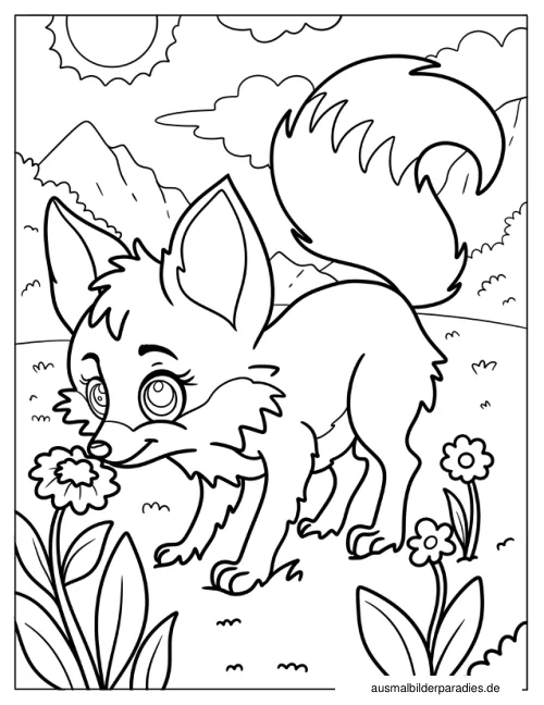 Fuchs Ausmalbild 4 als Gratis-PDF Fuchs Ausmalbild 4 - kostenlos zum Ausdrucken