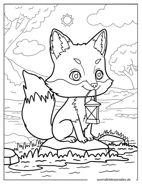 Fuchs Ausmalbild 5 als Gratis-PDF Fuchs Ausmalbild 5 - kostenlos zum Ausdrucken