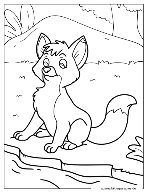 Fuchs Ausmalbild 6 als Gratis-PDF Fuchs Ausmalbild 6 - kostenlos zum Ausdrucken
