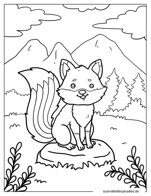 Fuchs Ausmalbild 8 als Gratis-PDF Fuchs Ausmalbild 8 - kostenlos zum Ausdrucken