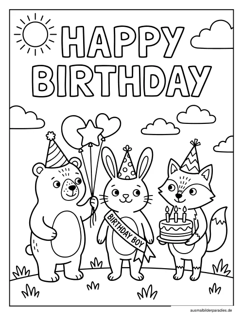 Geburtstag Ausmalbild 10 als Gratis-PDF Geburtstag Ausmalbild 10 - kostenlos zum Ausdrucken