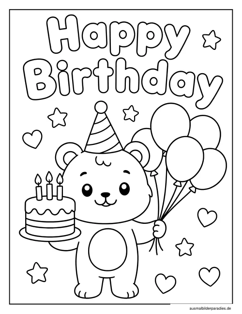 Geburtstag Ausmalbild 11 als Gratis-PDF Geburtstag Ausmalbild 11 - kostenlos zum Ausdrucken