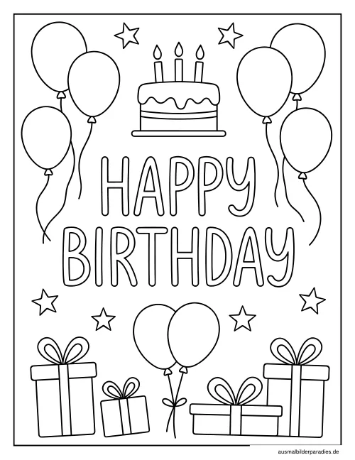 Geburtstag Ausmalbild 18 als Gratis-PDF Geburtstag Ausmalbild 18 - kostenlos zum Ausdrucken
