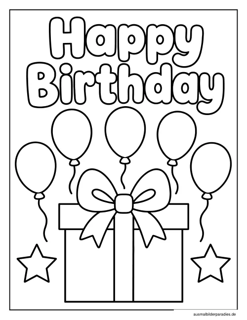 Geburtstag Ausmalbild 19 als Gratis-PDF Geburtstag Ausmalbild 19 - kostenlos zum Ausdrucken