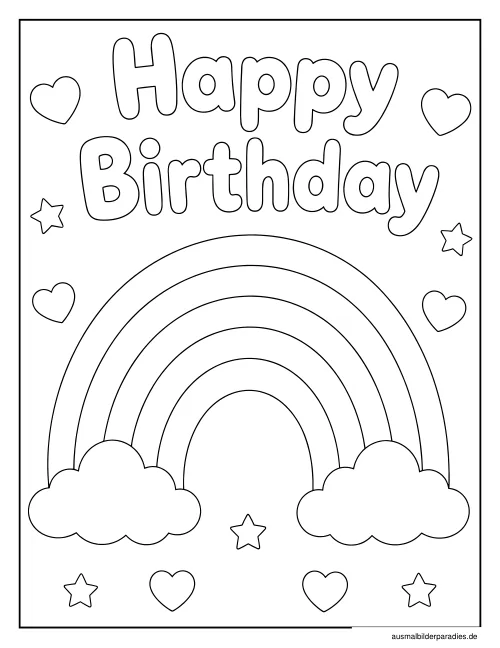 Geburtstag Ausmalbild 2 als Gratis-PDF Geburtstag Ausmalbild 2 - kostenlos zum Ausdrucken