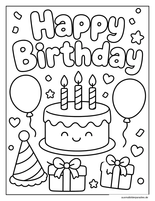 Geburtstag Ausmalbild 24 als Gratis-PDF Geburtstag Ausmalbild 24 - kostenlos zum Ausdrucken