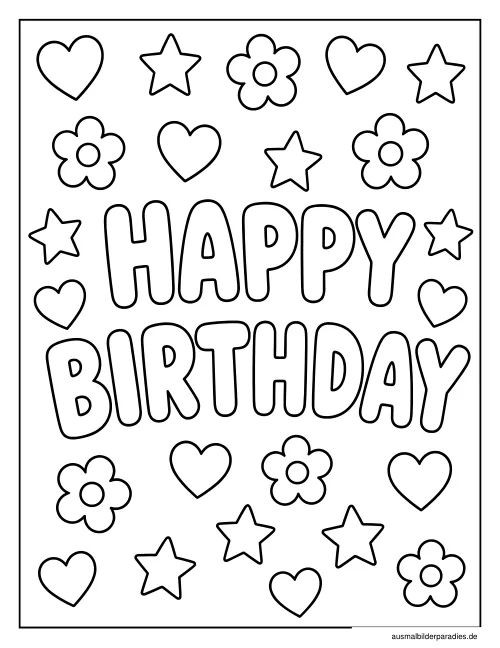 Geburtstag Ausmalbild 33 als Gratis-PDF Geburtstag Ausmalbild 33 - kostenlos zum Ausdrucken
