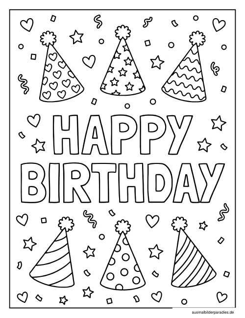 Geburtstag Ausmalbild 34 als Gratis-PDF Geburtstag Ausmalbild 34 - kostenlos zum Ausdrucken