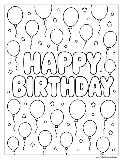 Geburtstag Ausmalbild 35 als Gratis-PDF Geburtstag Ausmalbild 35 - kostenlos zum Ausdrucken