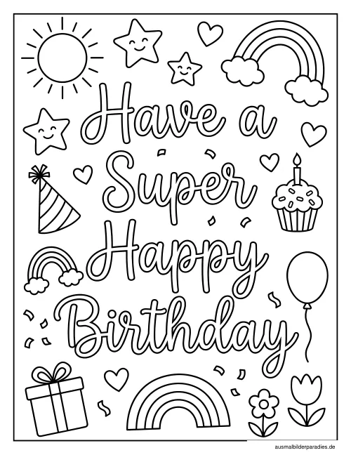 Geburtstag Ausmalbild 36 als Gratis-PDF Geburtstag Ausmalbild 36 - kostenlos zum Ausdrucken