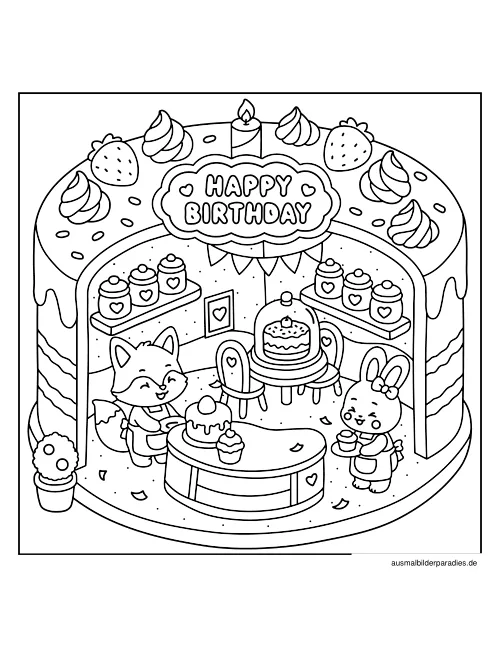Geburtstag Ausmalbild 4 als Gratis-PDF Geburtstag Ausmalbild 4 - kostenlos zum Ausdrucken