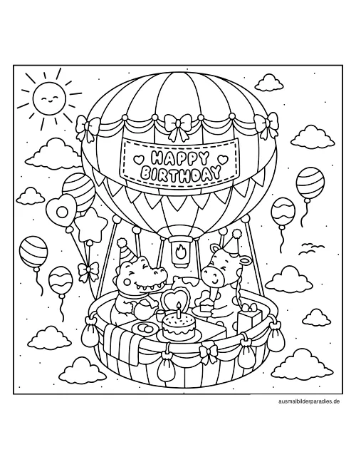 Geburtstag Ausmalbild 6 als Gratis-PDF Geburtstag Ausmalbild 6 - kostenlos zum Ausdrucken