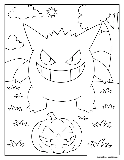 Gengar Ausmalbild 10 - kostenlos zum Ausdrucken
