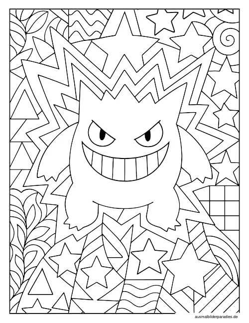 Gengar Ausmalbild 18 - kostenlos zum Ausdrucken