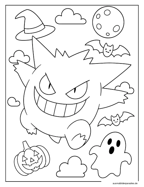 Gengar Ausmalbild 21 - kostenlos zum Ausdrucken