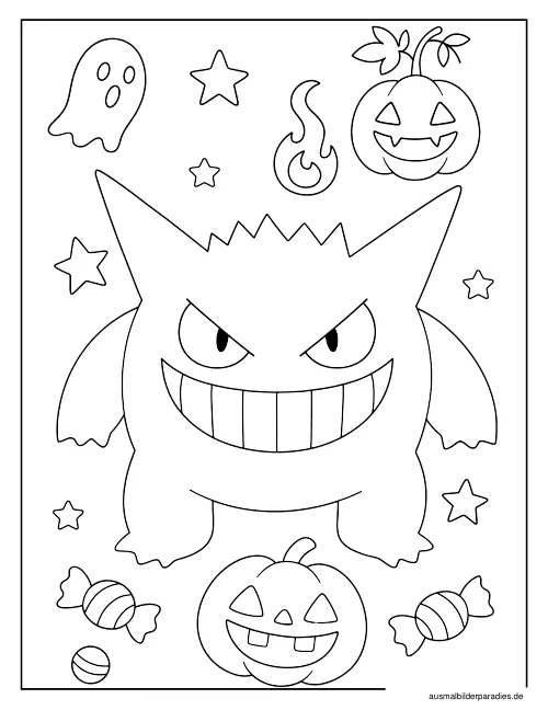 Gengar Ausmalbild 25 - kostenlos zum Ausdrucken