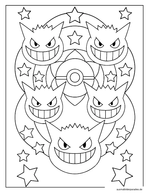 Gengar Ausmalbild 28 - kostenlos zum Ausdrucken
