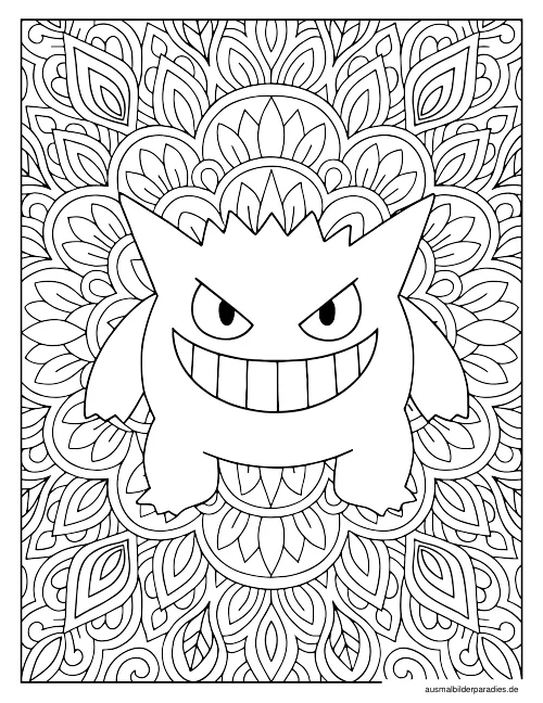 Gengar Ausmalbild 3 - kostenlos zum Ausdrucken