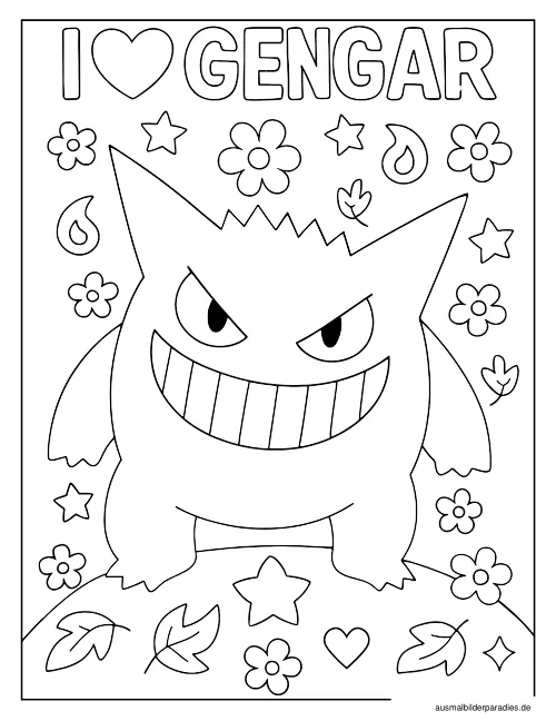 Gengar Ausmalbild 31 - kostenlos zum Ausdrucken