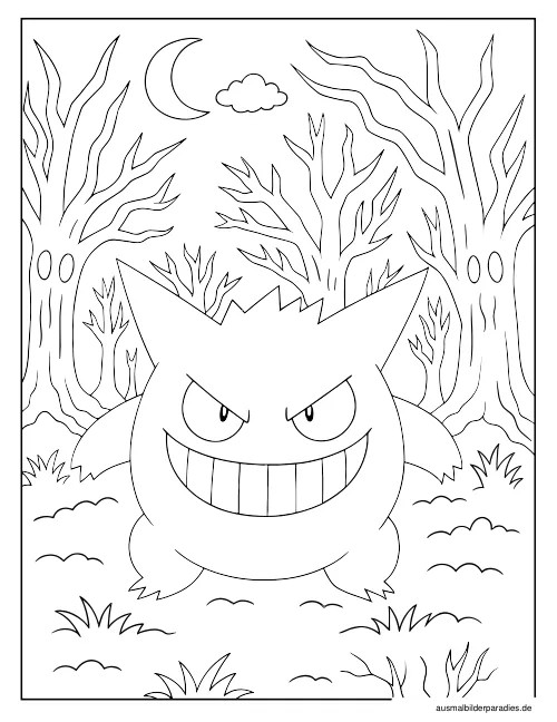 Gengar Ausmalbild 33 - kostenlos zum Ausdrucken