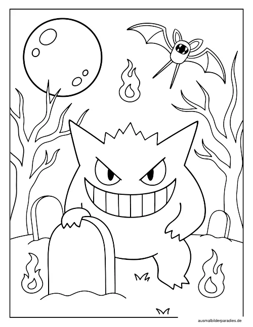 Gengar Ausmalbild 36 - kostenlos zum Ausdrucken