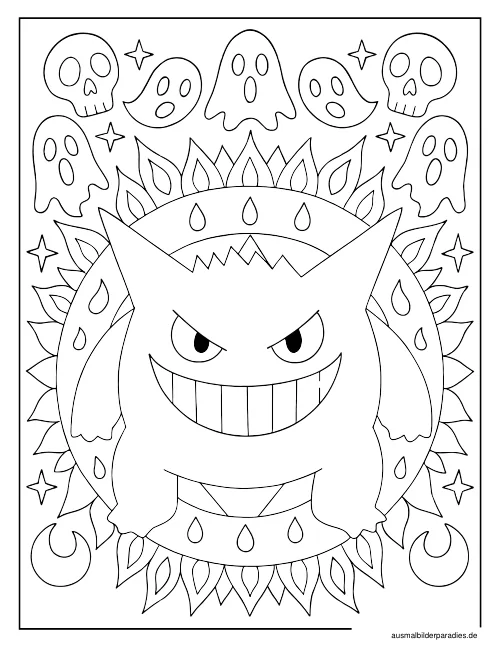 Gengar Ausmalbild 4 - kostenlos zum Ausdrucken
