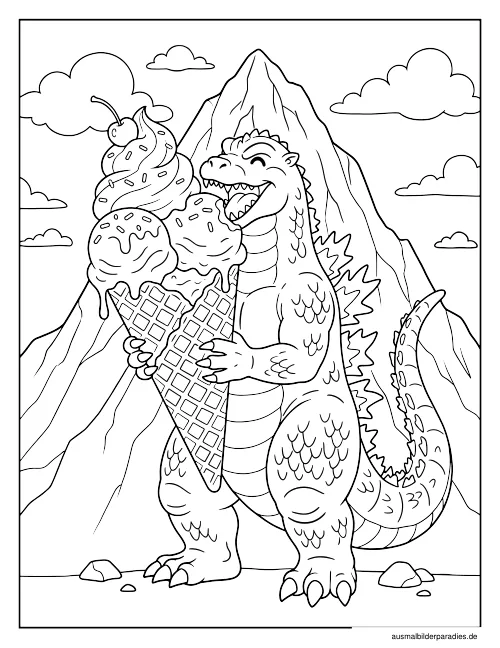 Godzilla Ausmalbild 3 - kostenlos zum Ausdrucken
