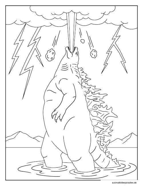 Godzilla Ausmalbild 6 - kostenlos zum Ausdrucken