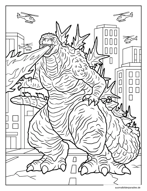 Godzilla Ausmalbild 7 - kostenlos zum Ausdrucken