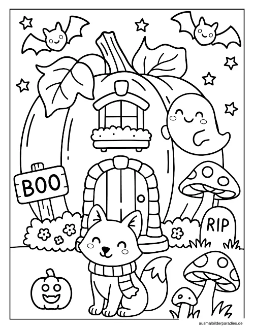 Halloween Ausmalbild 7 - kostenlos zum Ausdrucken