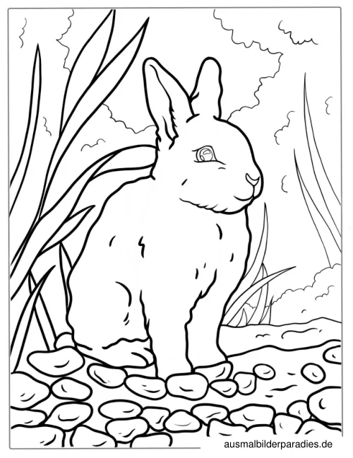 Hase Ausmalbild 4 als Gratis-PDF Hase Ausmalbild 4 - kostenlos zum Ausdrucken