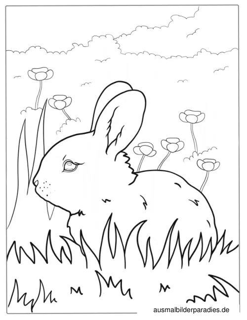 Hase Ausmalbild 5 als Gratis-PDF Hase Ausmalbild 5 - kostenlos zum Ausdrucken