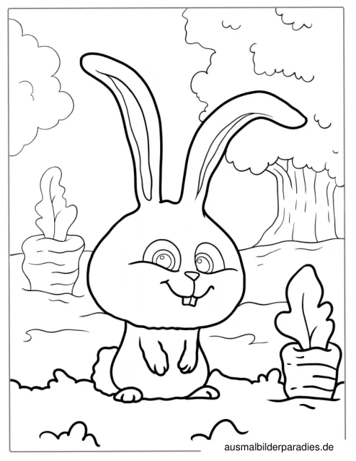 Hase Ausmalbild 6 als Gratis-PDF Hase Ausmalbild 6 - kostenlos zum Ausdrucken