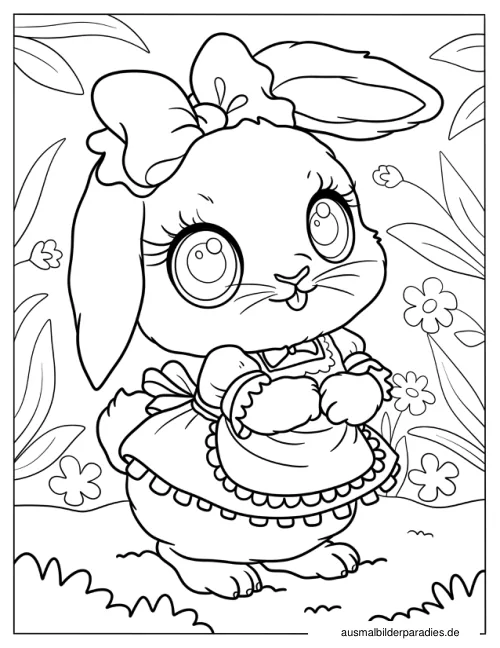 Hase Ausmalbild 9 als Gratis-PDF Hase Ausmalbild 9 - kostenlos zum Ausdrucken