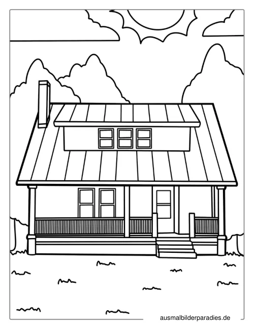 Haus Ausmalbild 10 als Gratis-PDF Haus Ausmalbild 10 - kostenlos zum Ausdrucken