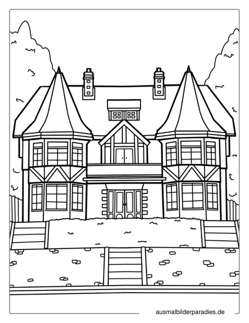 Haus Ausmalbild 11 als Gratis-PDF Haus Ausmalbild 11 - kostenlos zum Ausdrucken