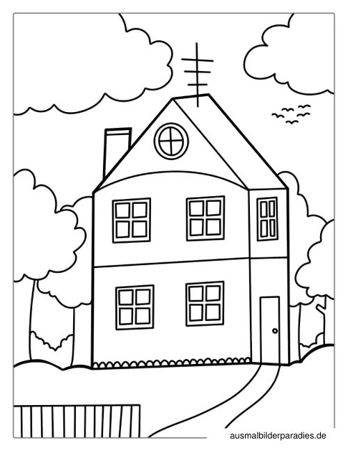 Haus Ausmalbild 12 als Gratis-PDF Haus Ausmalbild 12 - kostenlos zum Ausdrucken