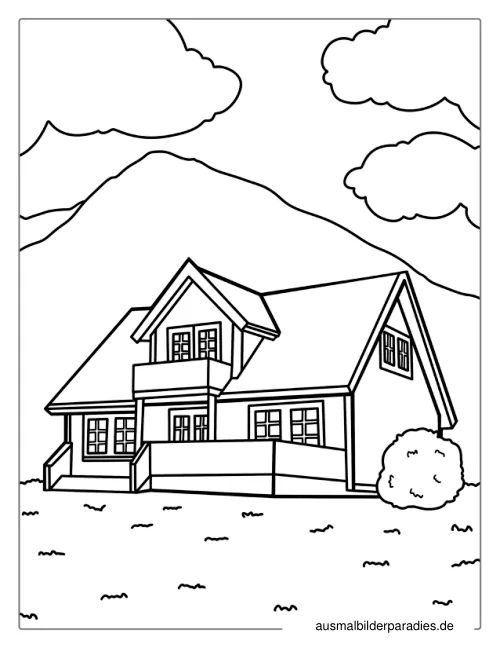 Haus Ausmalbild 14 als Gratis-PDF Haus Ausmalbild 14 - kostenlos zum Ausdrucken
