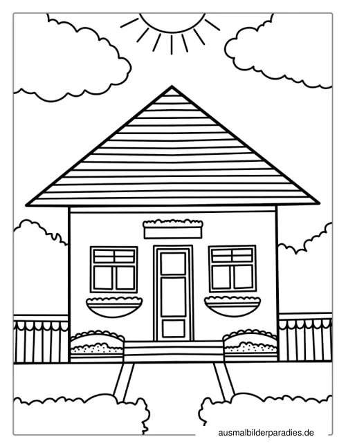 Haus Ausmalbild 15 als Gratis-PDF Haus Ausmalbild 15 - kostenlos zum Ausdrucken