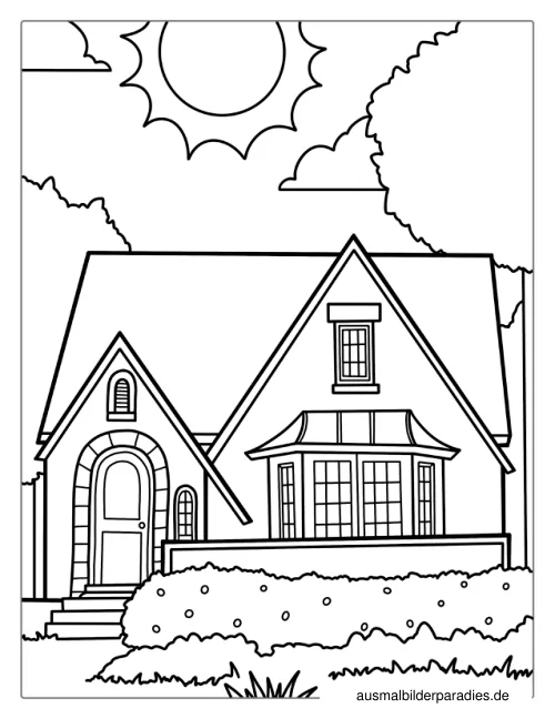 Haus Ausmalbild 17 als Gratis-PDF Haus Ausmalbild 17 - kostenlos zum Ausdrucken