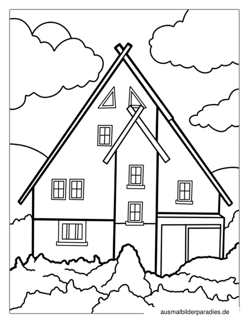 Haus Ausmalbild 2 als Gratis-PDF Haus Ausmalbild 2 - kostenlos zum Ausdrucken