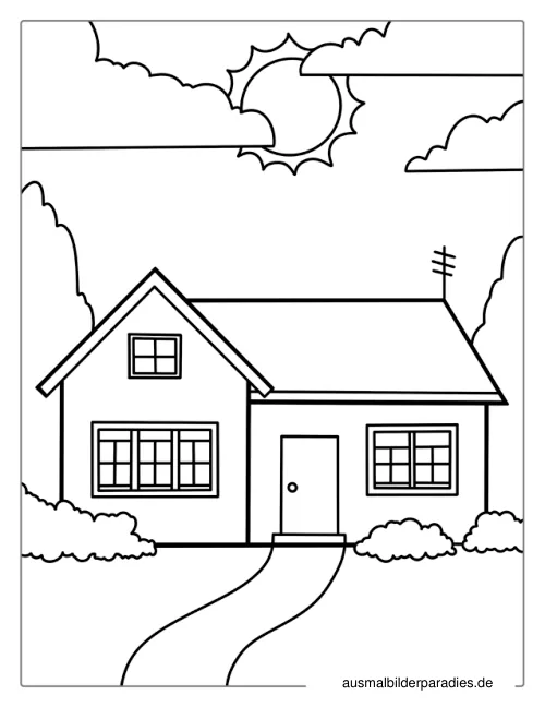 Haus Ausmalbild 26 als Gratis-PDF Haus Ausmalbild 26 - kostenlos zum Ausdrucken
