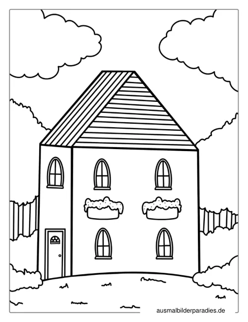 Haus Ausmalbild 28 als Gratis-PDF Haus Ausmalbild 28 - kostenlos zum Ausdrucken