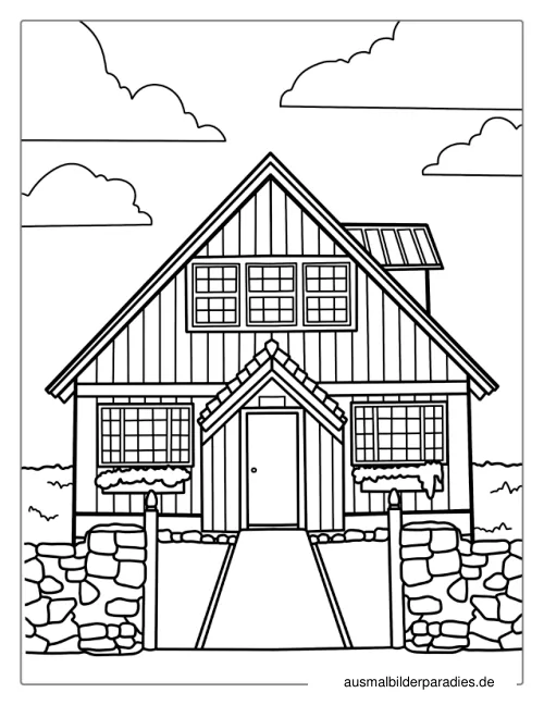 Haus Ausmalbild 36 als Gratis-PDF Haus Ausmalbild 36 - kostenlos zum Ausdrucken
