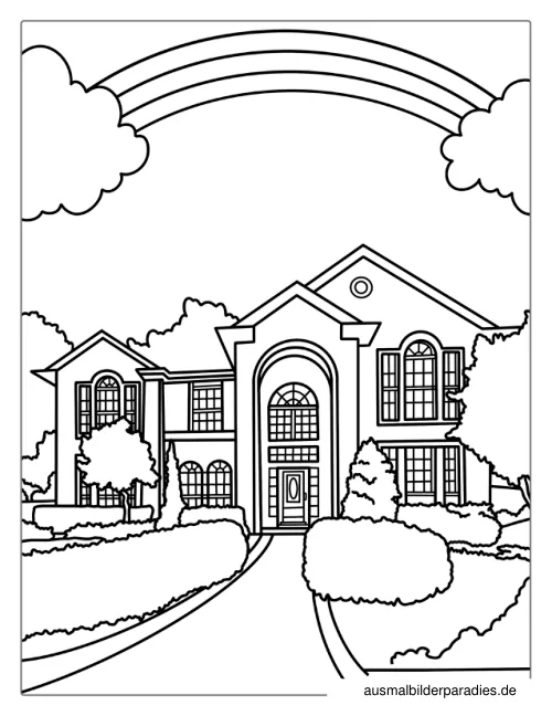 Haus Ausmalbild 4 als Gratis-PDF Haus Ausmalbild 4 - kostenlos zum Ausdrucken
